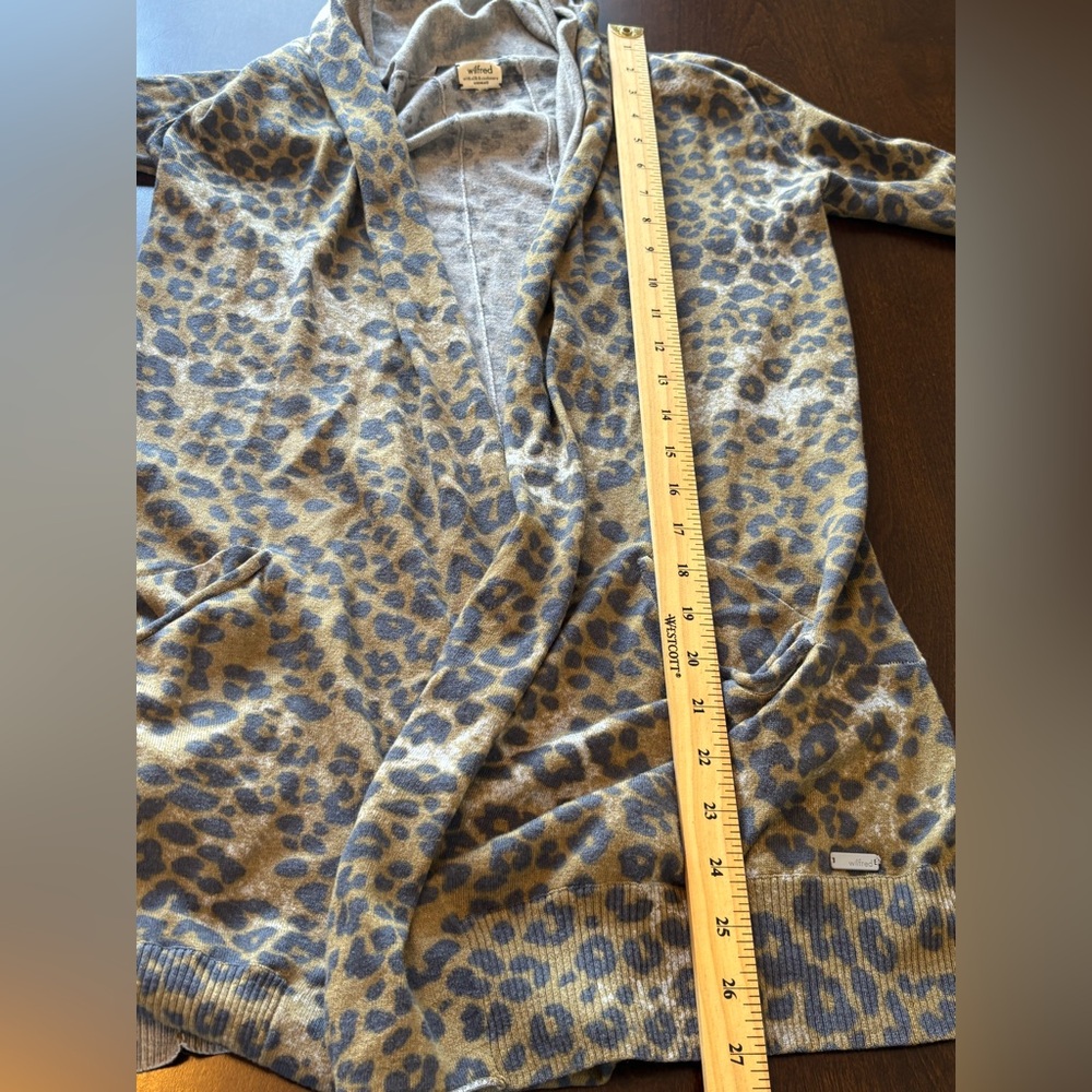 ARITZIA Wilfred Silk Cashmere Blend Animal Print Size XXS Open Cardigan Sweater - Picture 7 of 7